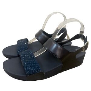 Fitflop Lulu blue crystal embellished back strap sandals size Women’s US 10